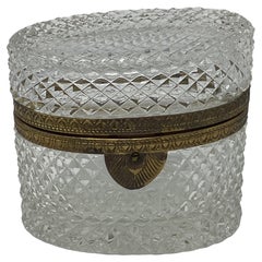 Antique French Oval Cut Crystal Box