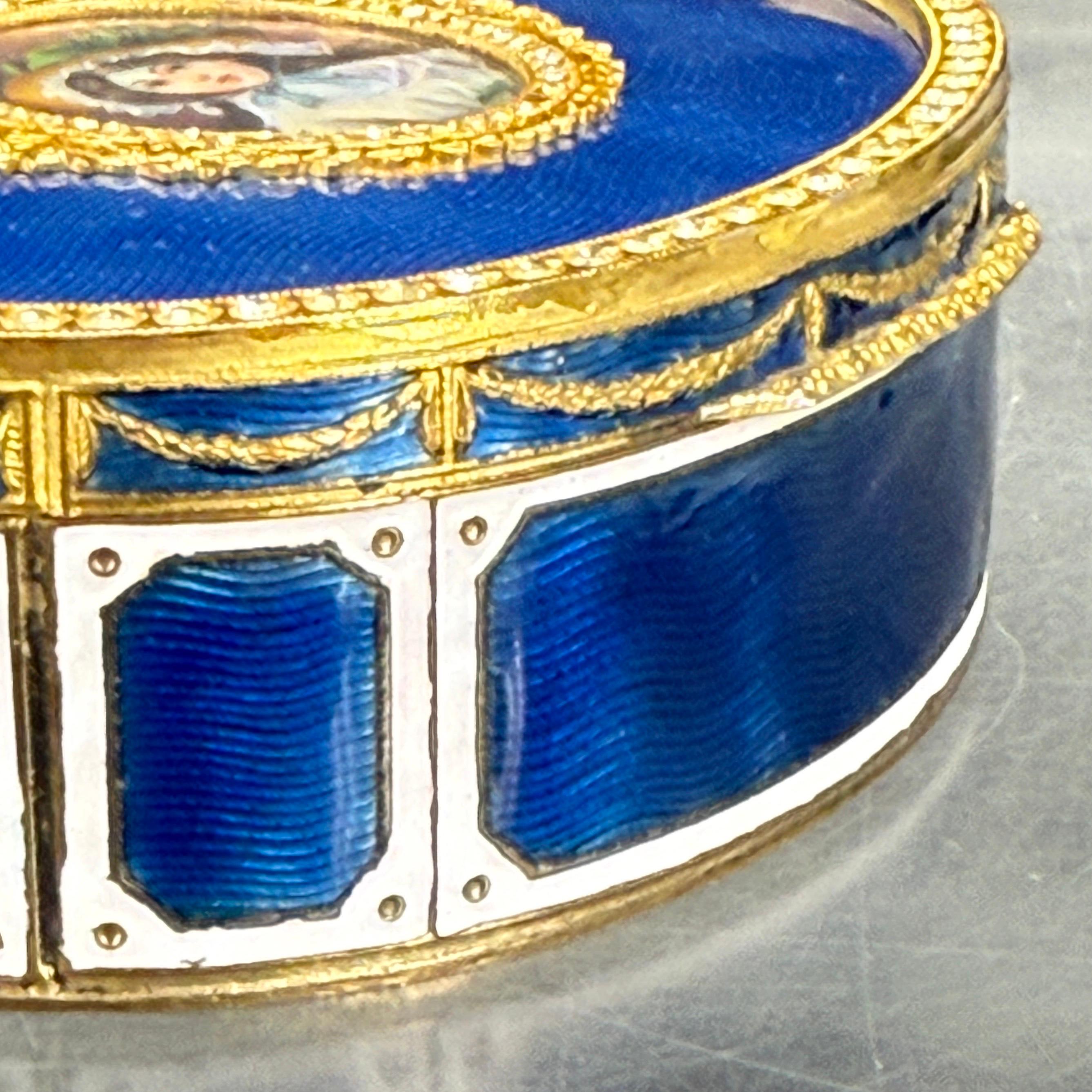 French Oval Decorated Enamel Jewelry Box, France 1830's For Sale 10