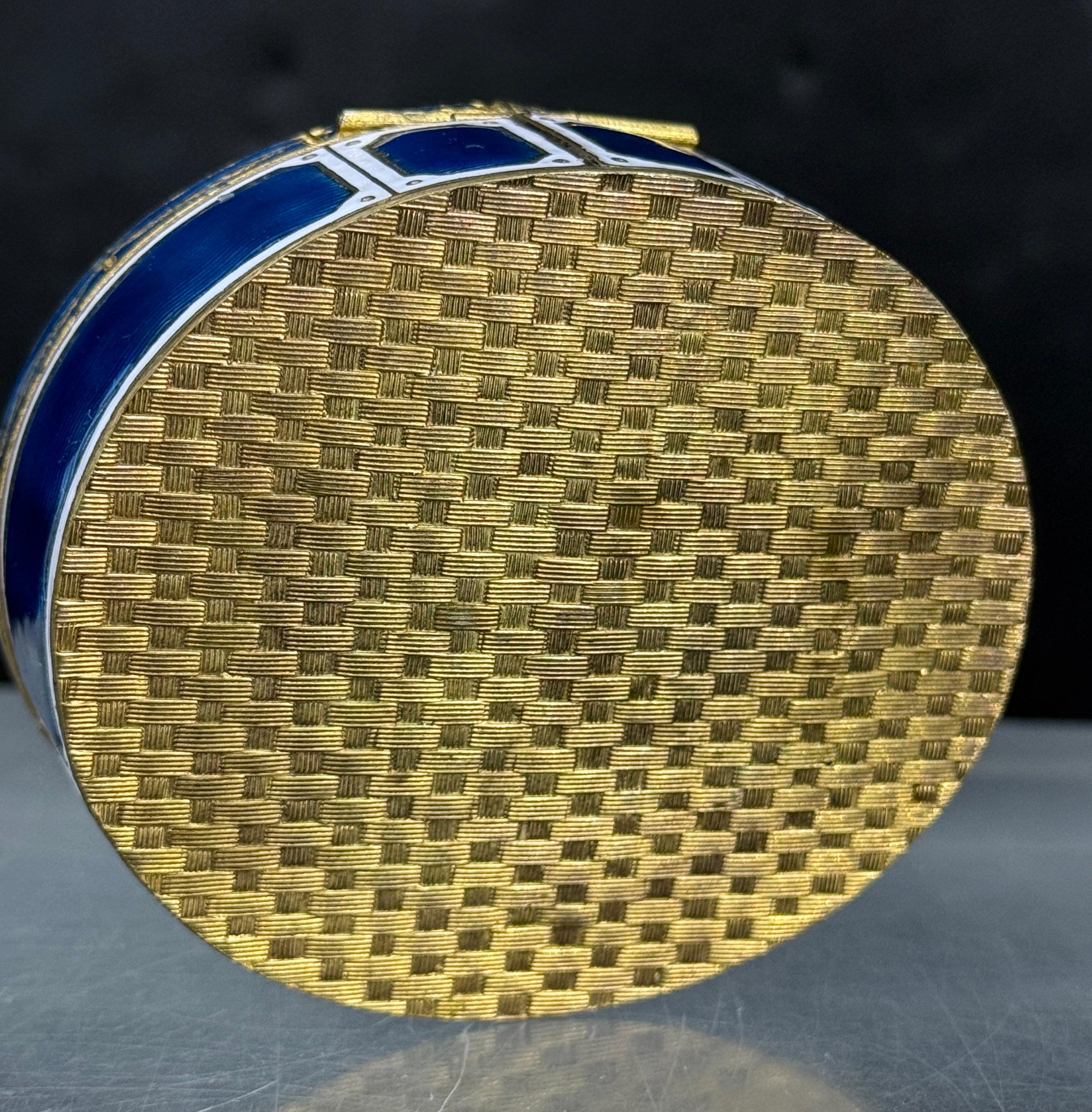 Hand-Crafted French Oval Decorated Enamel Jewelry Box, France 1830's For Sale