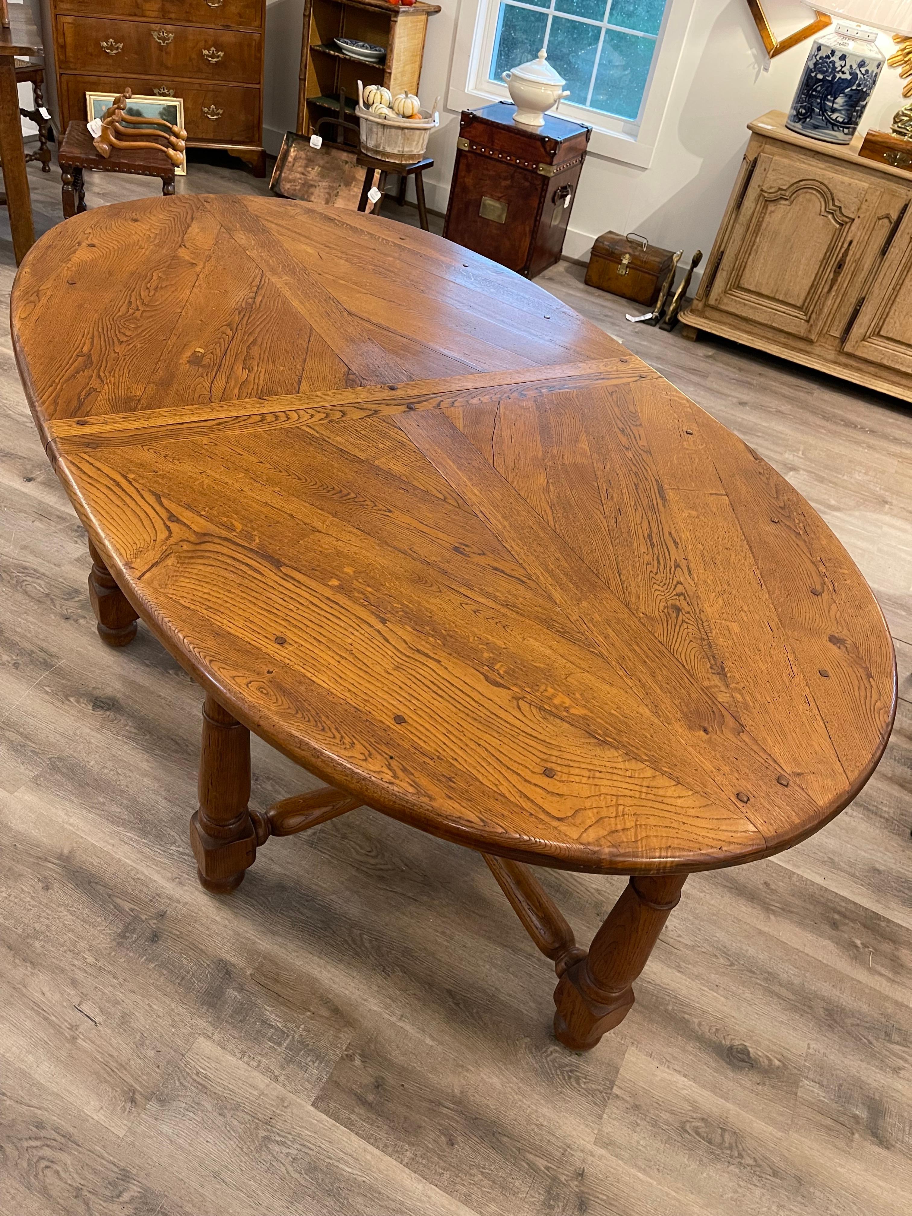 Hardwood French Oval Dining Room Table For Sale