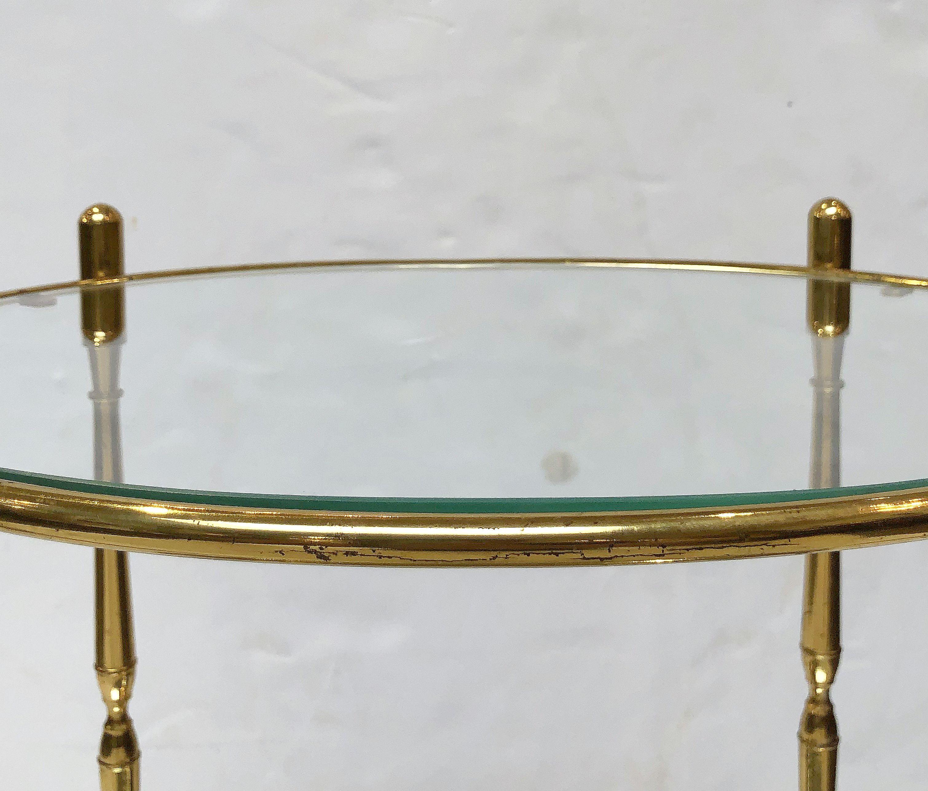 French Oval Drinks Cart of Brass, Glass, and Mirrored Glass 7