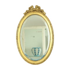 French Oval Facet Cut Mirror with Bow Classic 51cm