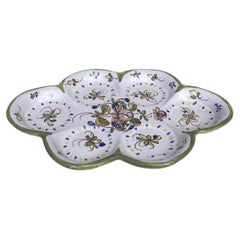 French Oval Faience Platter With Flowers Moustiers Style