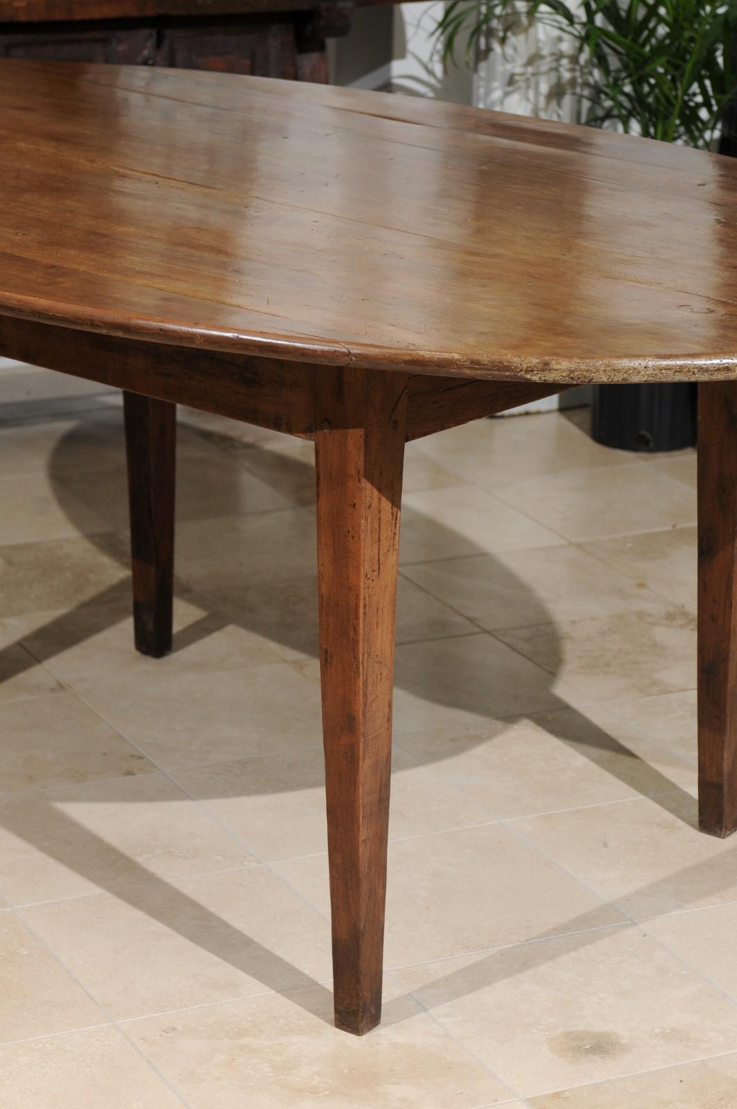 19th Century  French Oval Farm Table with Tapered Legs