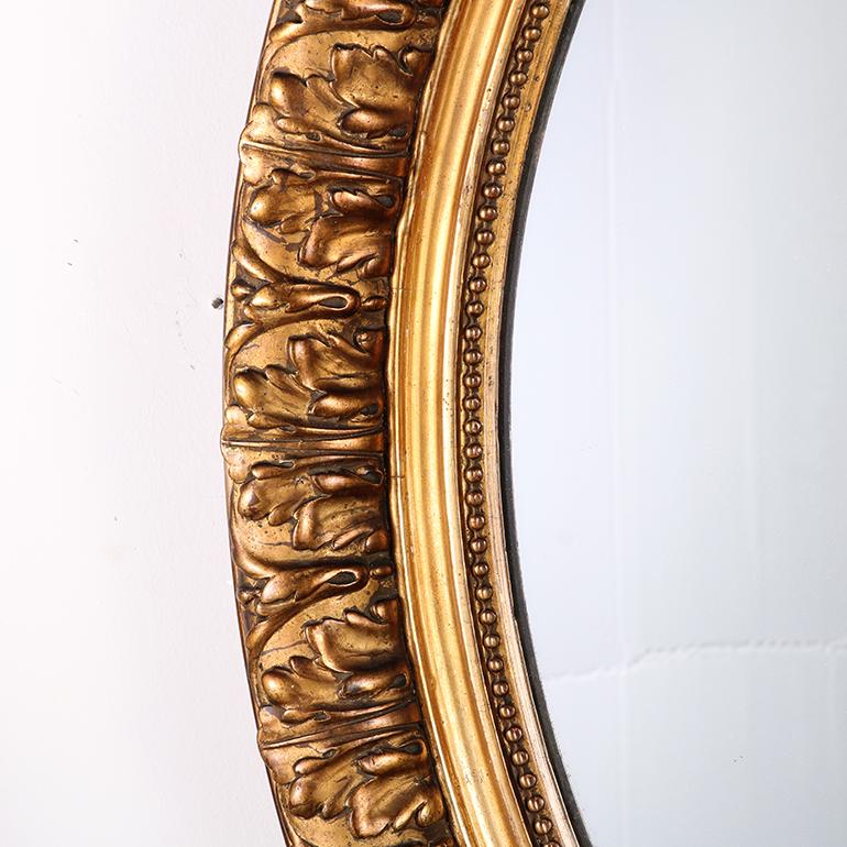 Wood French Oval Gilt Mirror, Circa 1890 For Sale