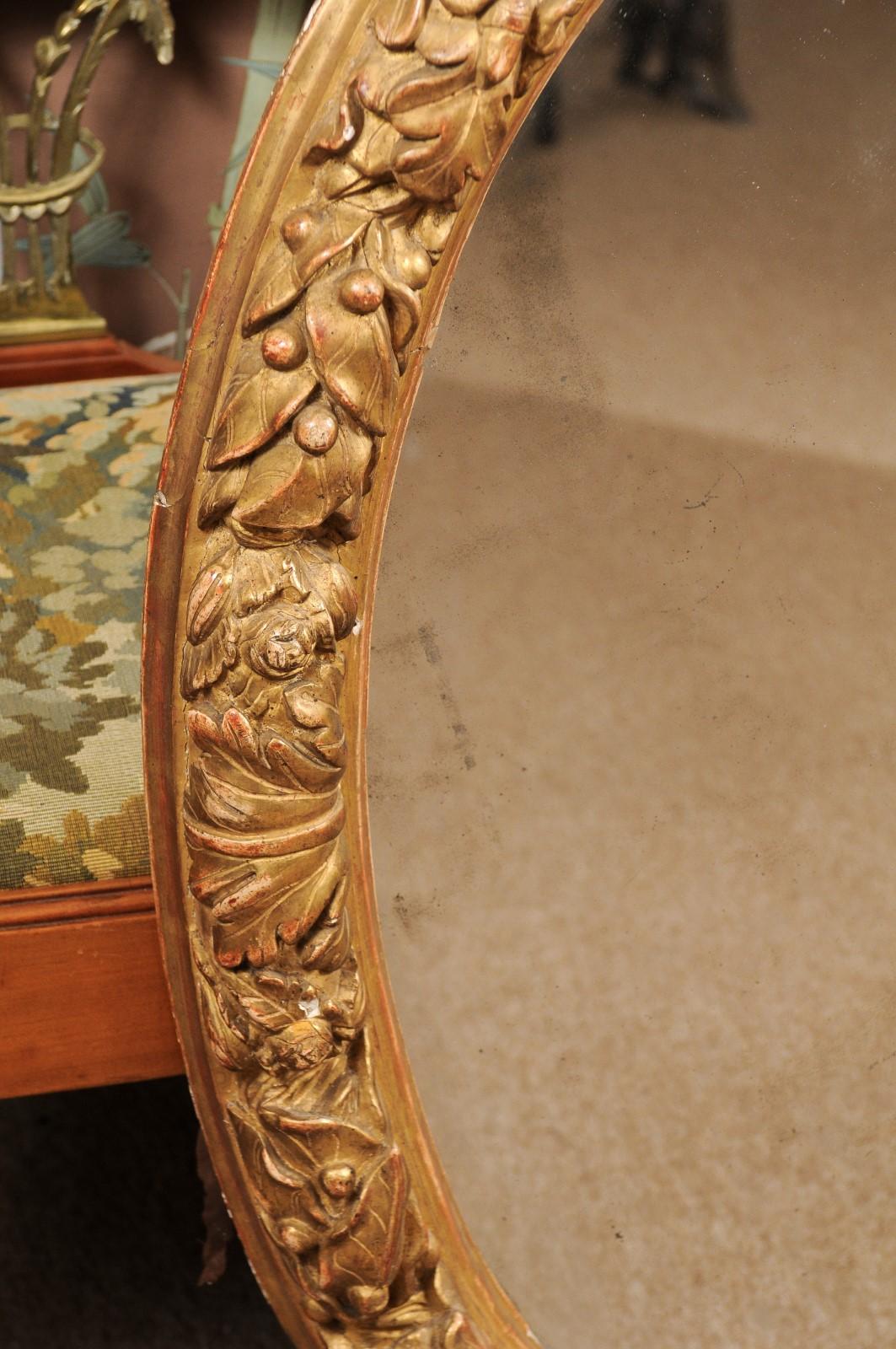 French Oval Giltwood Mirror, Early 18th Century 5
