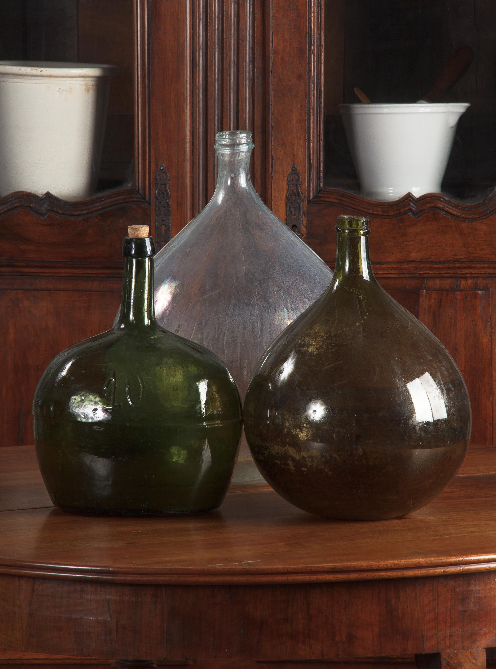 French Oval Glass Bonbonne Bottle, Early 1900s 7