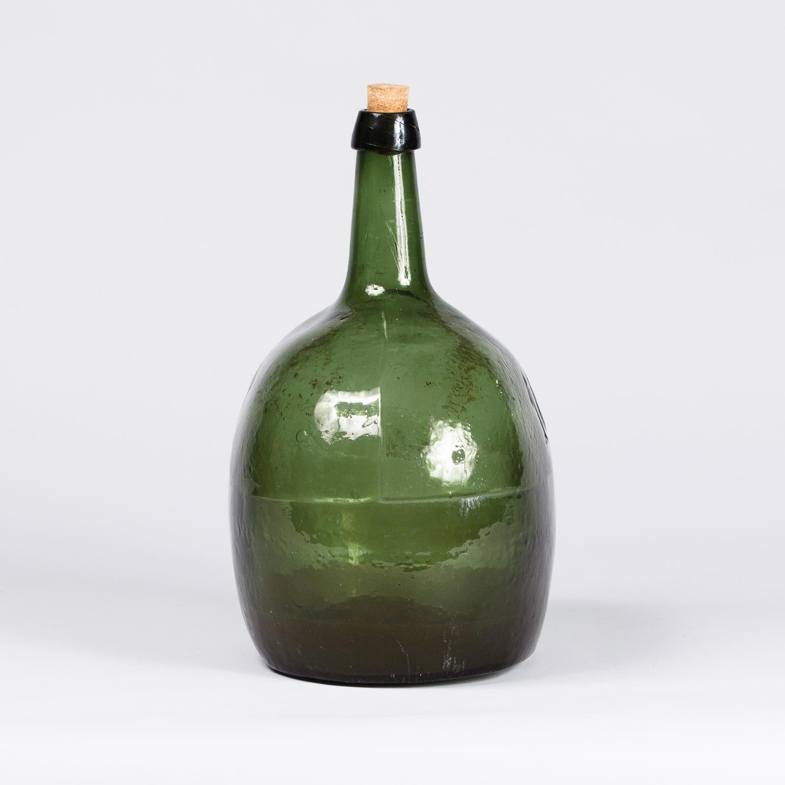 French Oval Glass Bonbonne Bottle, Early 1900s 4