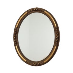 Espejo ovalado francés de estilo barroco dorado con rosas, 58 cm