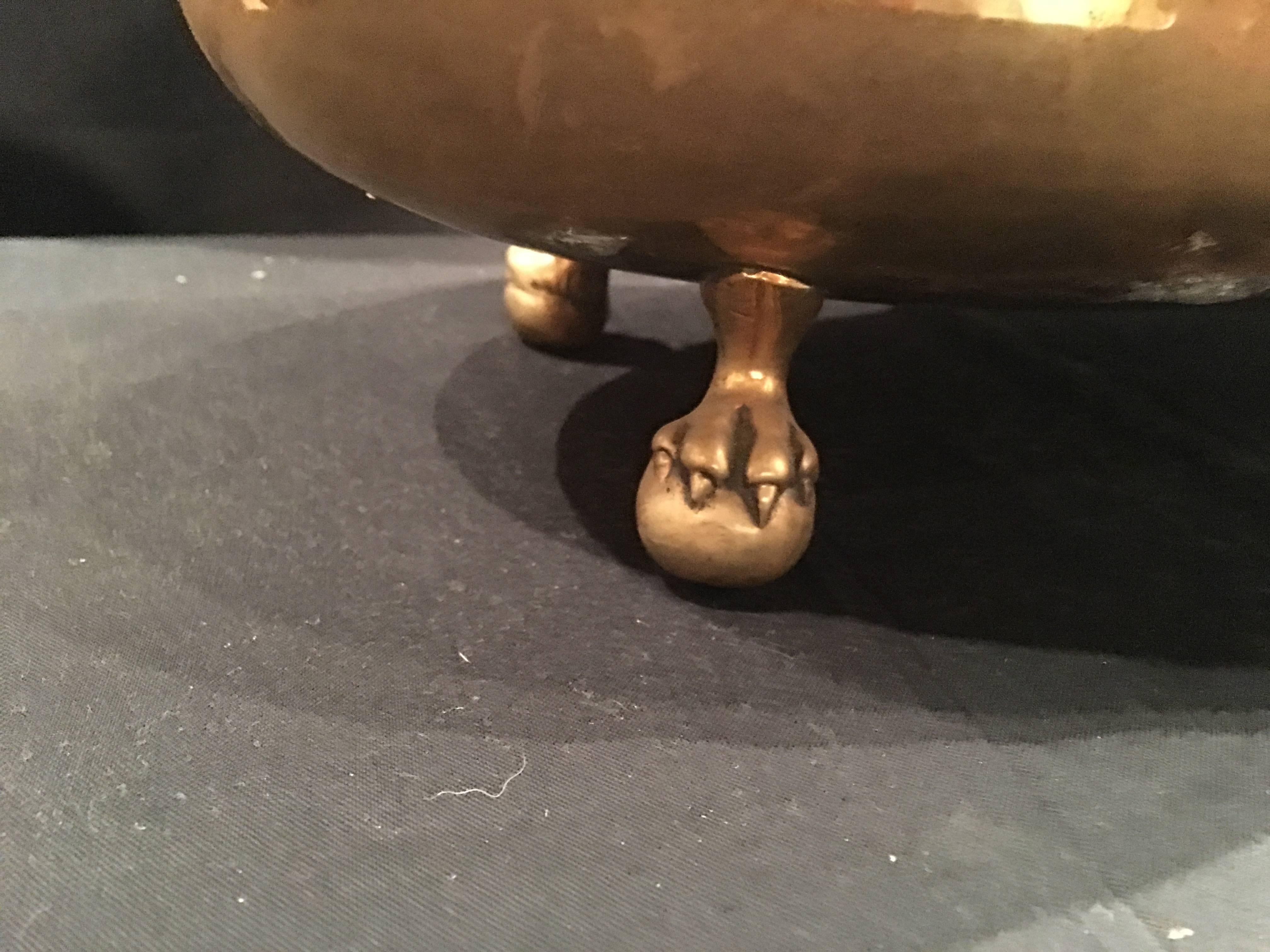 Brass French Oval Jardiniere or Planter Ball and Claw Feet, 19th Century For Sale