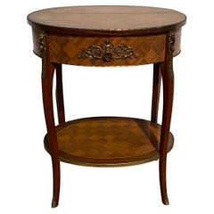 French Oval Lamp Table with Drawer