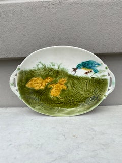 French Oval Majolica Ducklings Platter Sarreguemines, circa 1890