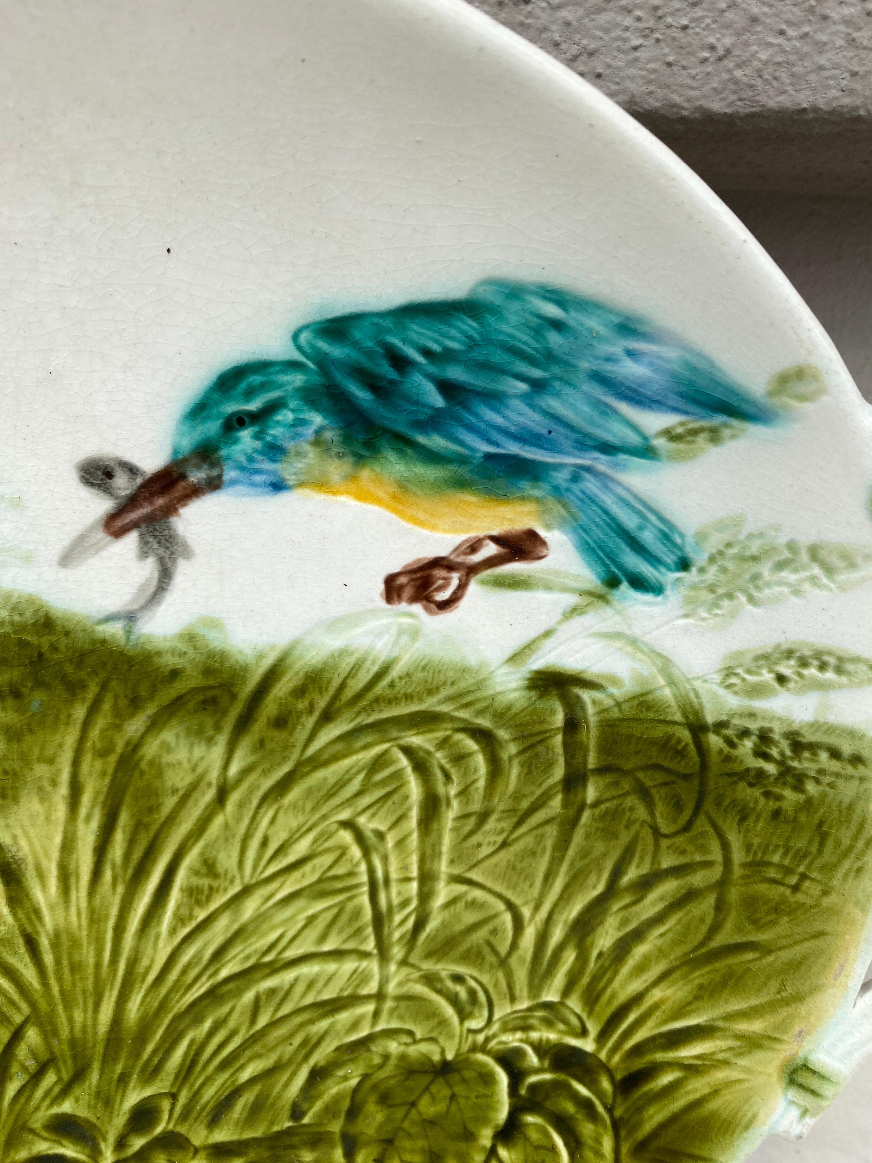 French Oval Majolica Ducklings Platter Sarreguemines, circa 1890 In Good Condition For Sale In Austin, TX