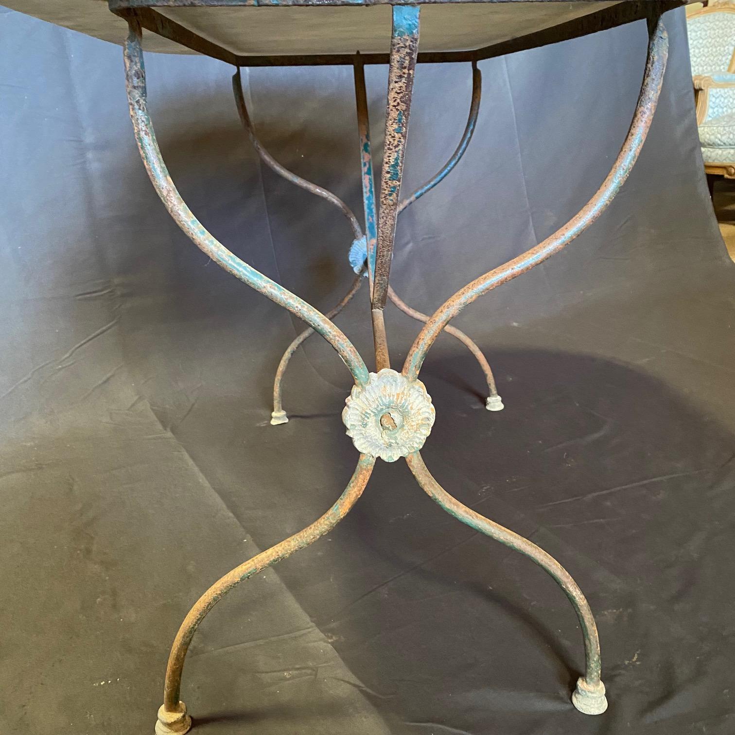French Oval Marble Top Cafe or Bistro Table with Classic Superb Iron Base 5