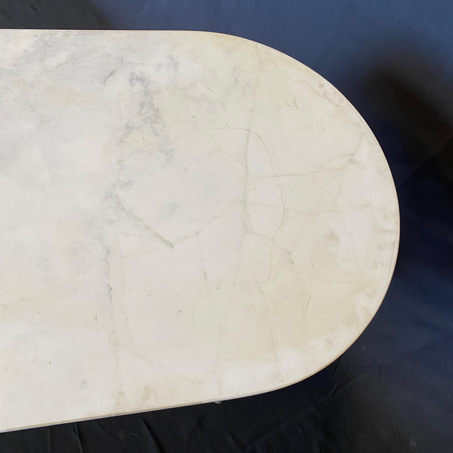 19th Century French Oval Marble Top Cafe or Bistro Table with Classic Superb Iron Base