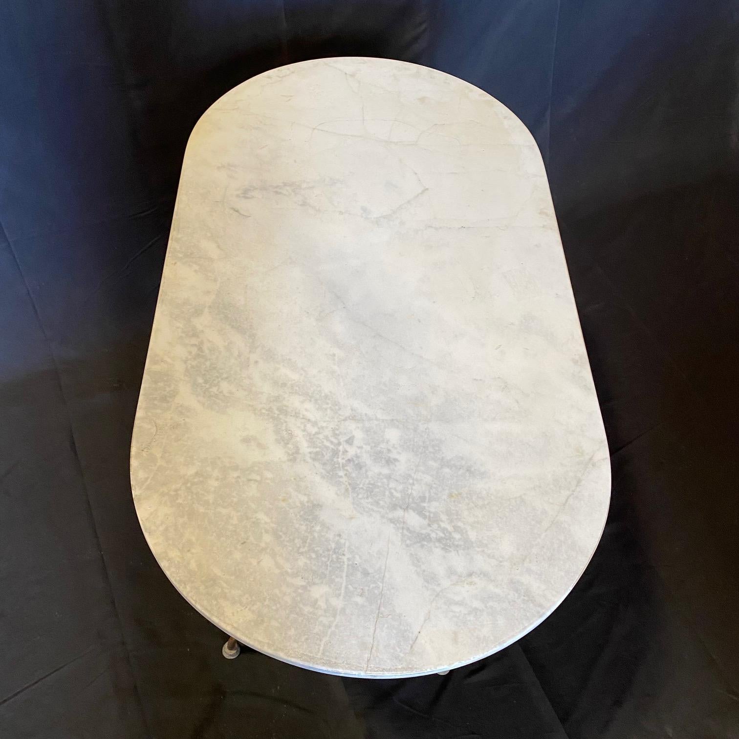 French Oval Marble Top Cafe or Bistro Table with Classic Superb Iron Base 3