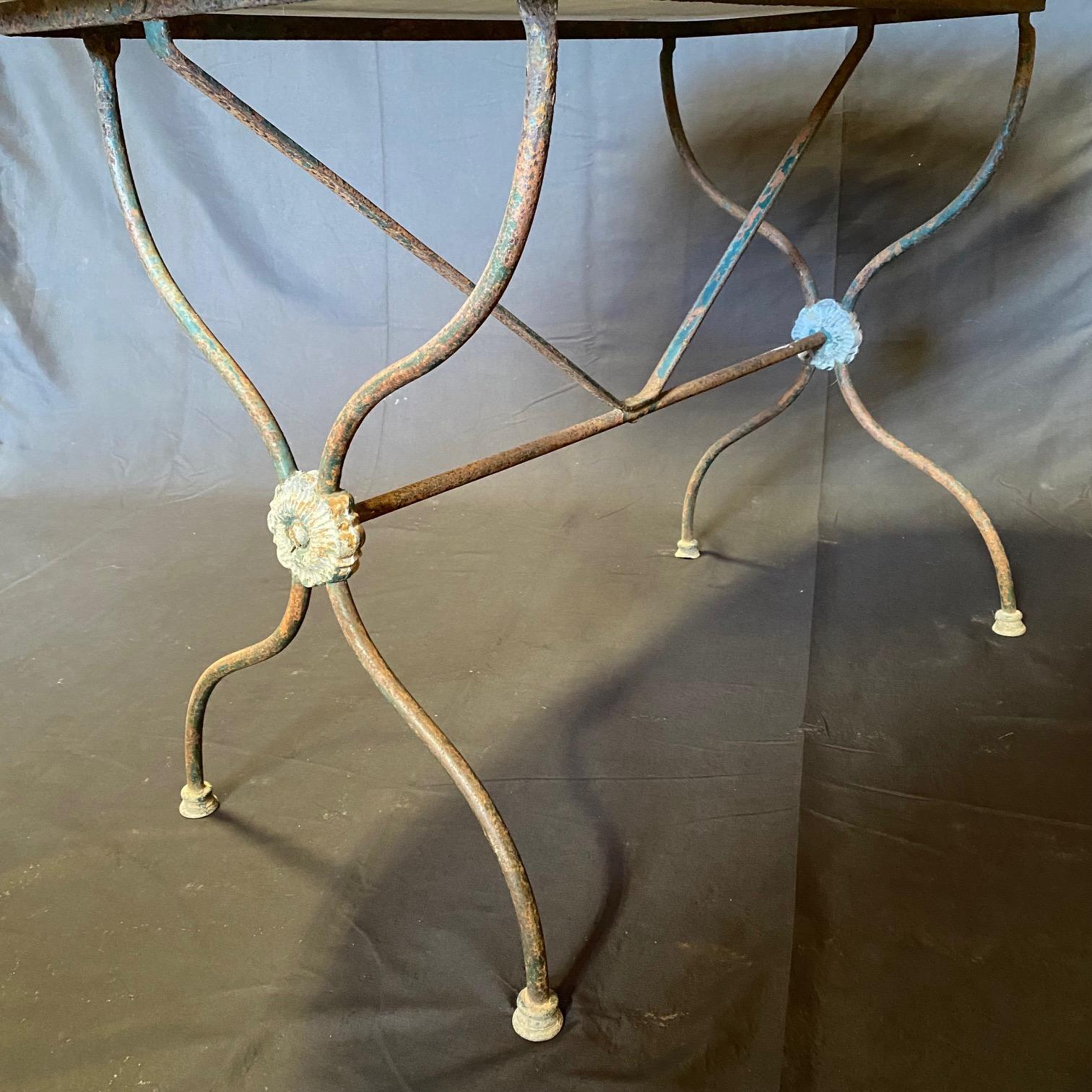 French Oval Marble Top Cafe or Bistro Table with Classic Superb Iron Base 4
