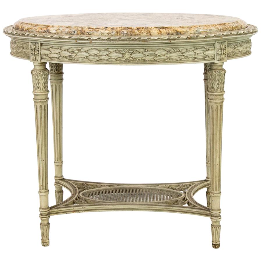 French Oval Marble-Top Center Table
