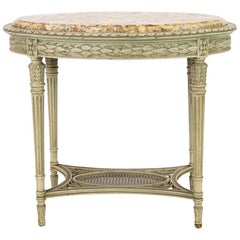 Antique French Oval Marble-Top Center Table
