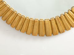 French Oval Midcentury Giltwood Mirror with Grooved Radiating Patterns