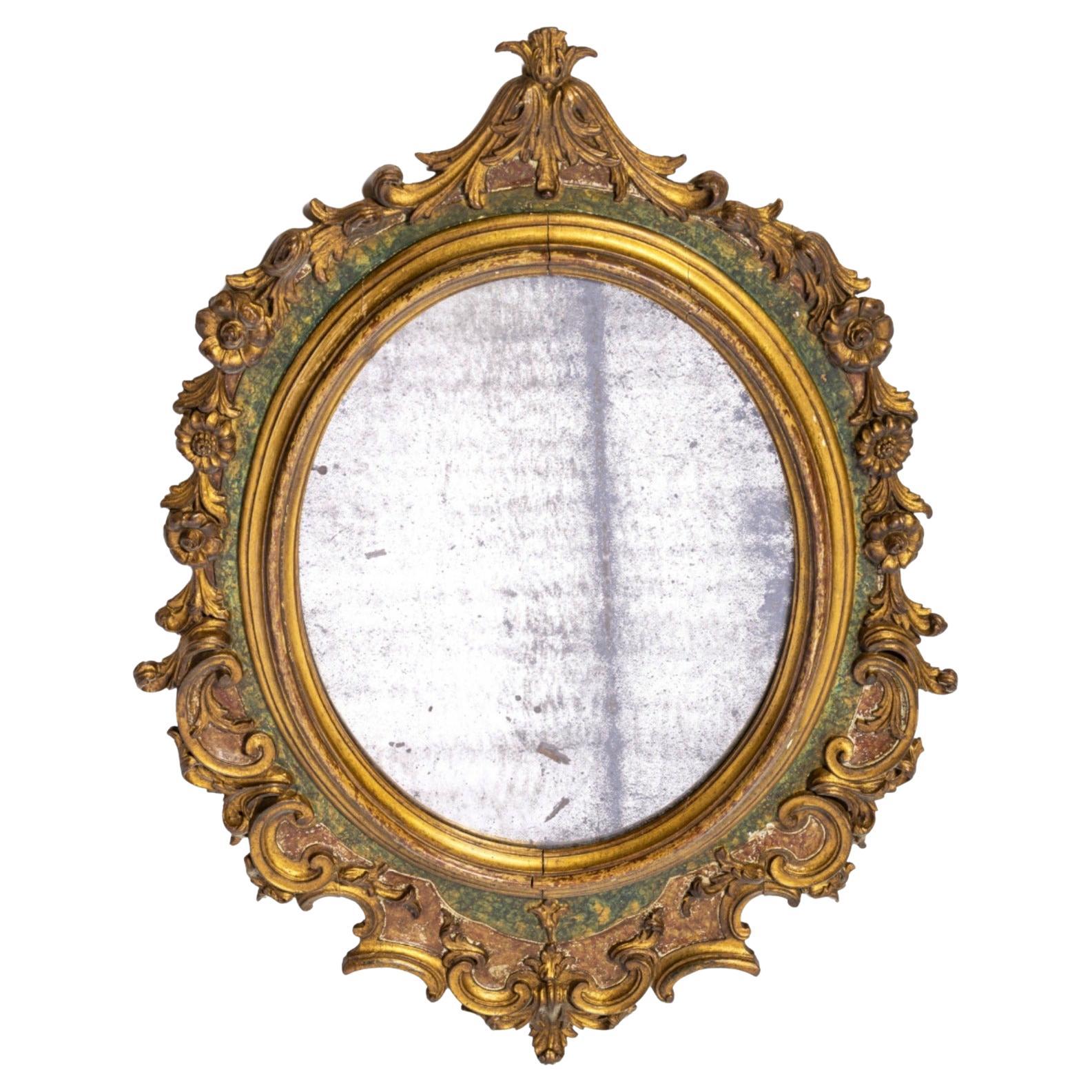 French Oval Mirror, 19th Century For Sale