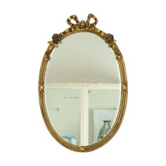 French Oval Mirror with Bow Roses Louis XVI Gold 45cm