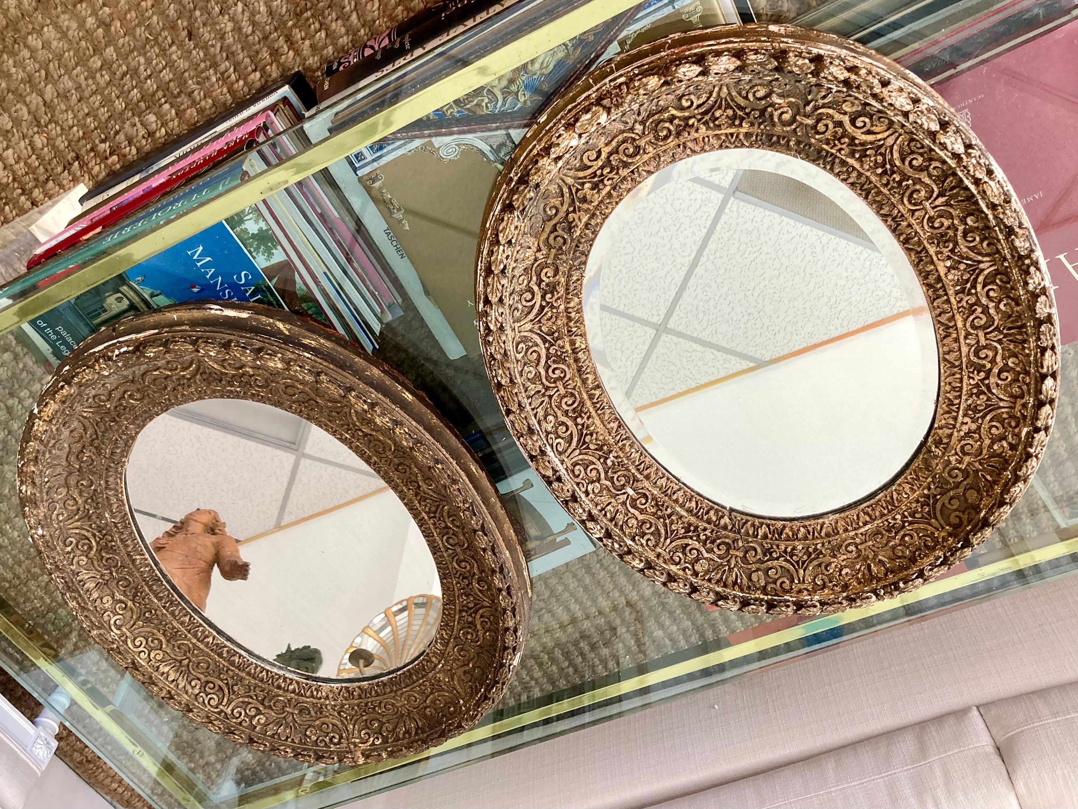 French Oval Mirrors, a Pair In Good Condition For Sale In Los Angeles, CA