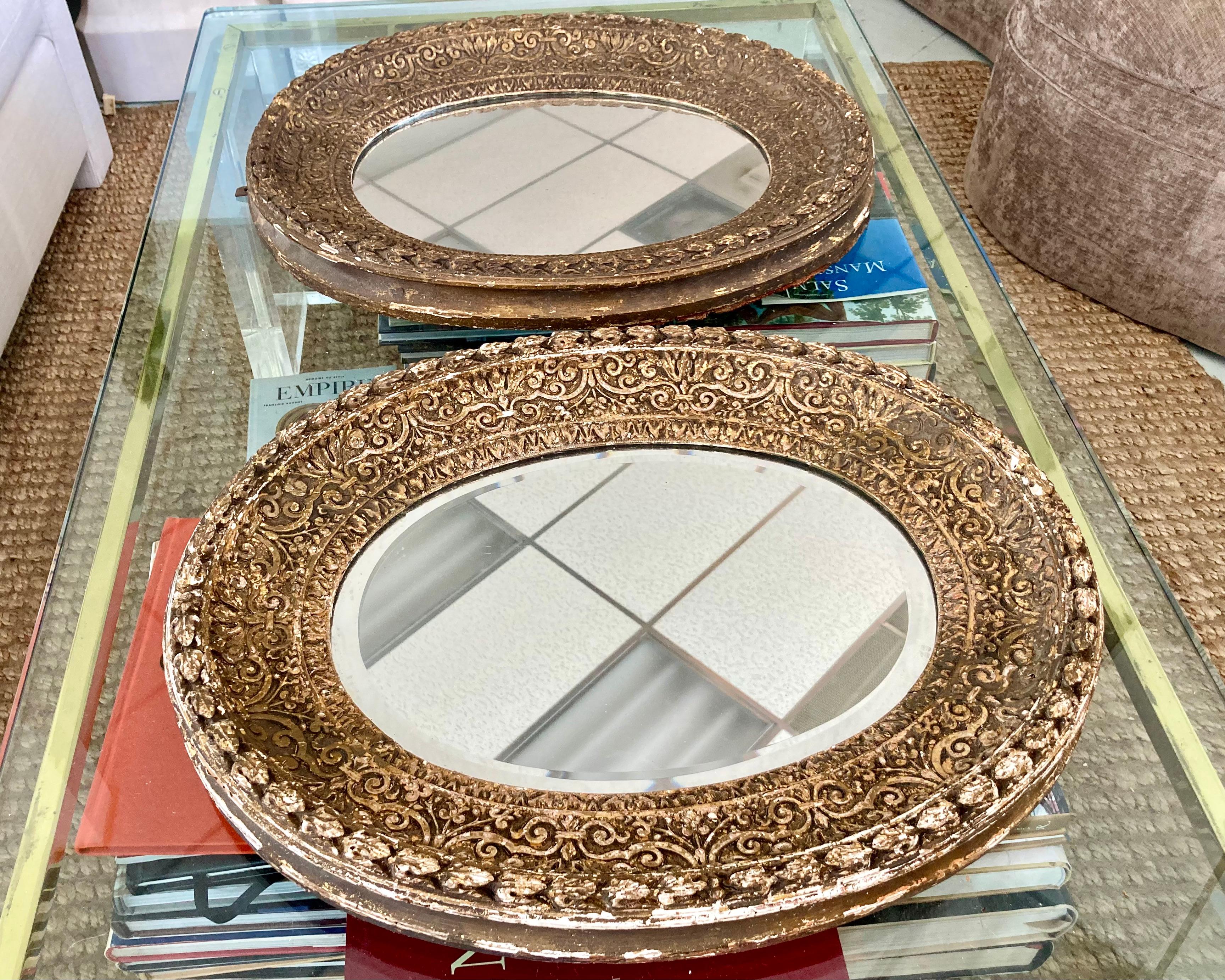 19th Century French Oval Mirrors, a Pair For Sale