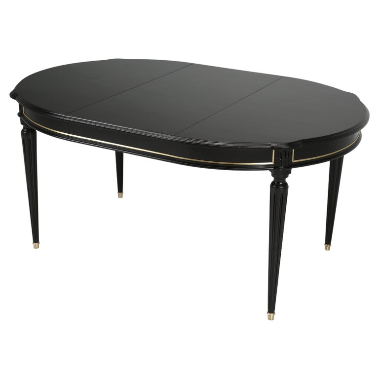 French Oval or Round Dining Table, One-Leaf Ebonized Mahogany in Louis ...
