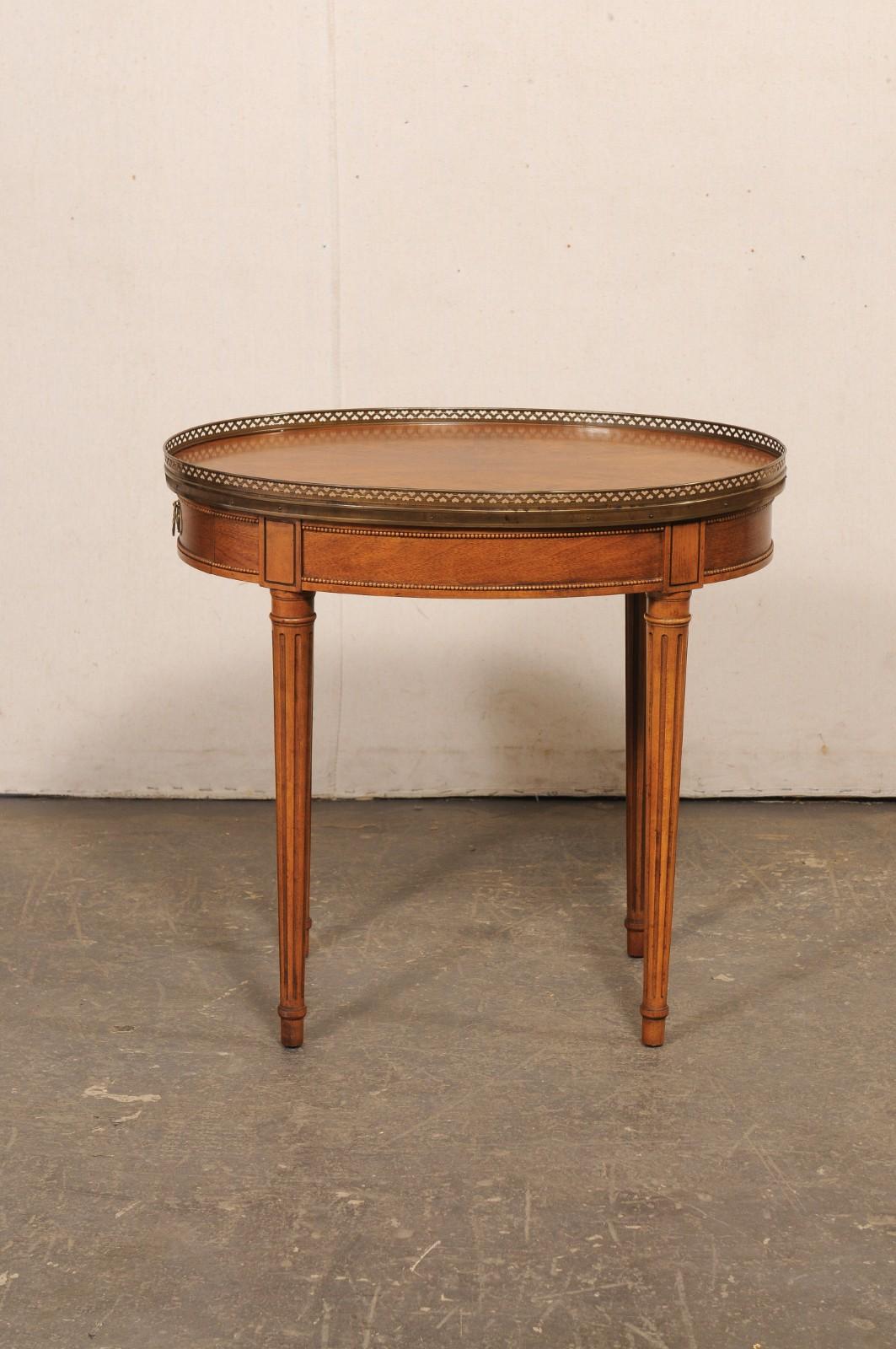 French Oval Side Table with Brass Gallery Top For Sale 7