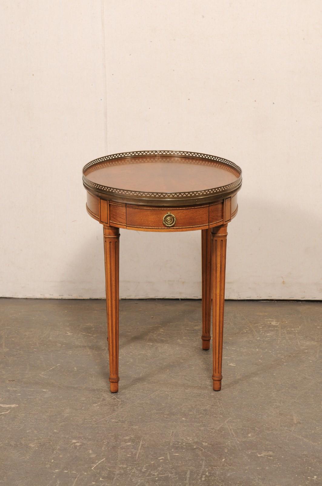 French Oval Side Table with Brass Gallery Top For Sale 9