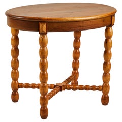 French Oval Side Table with Spindle Legs