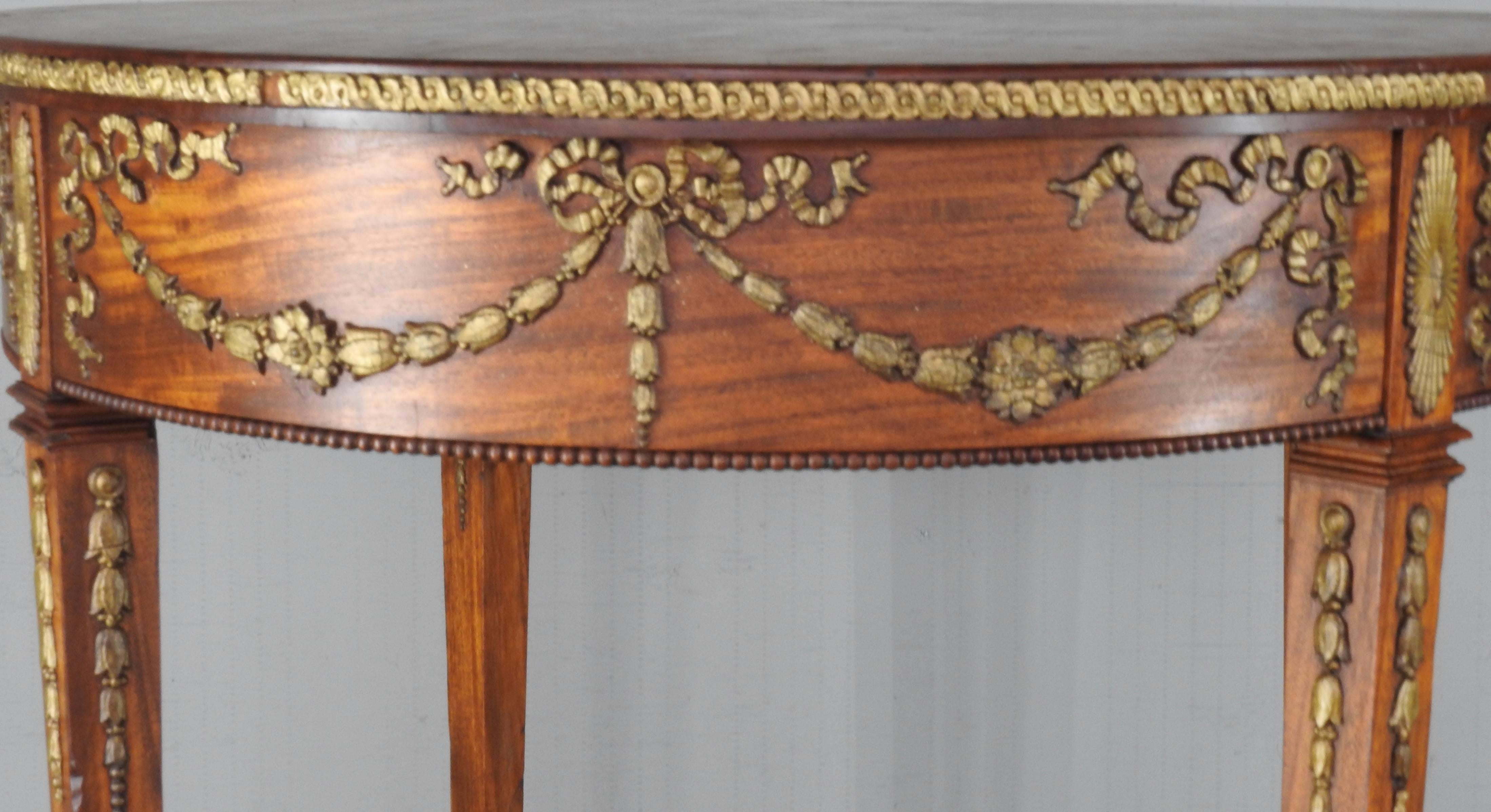 19th Century French Oval Table with Hand Carved Ormolu For Sale