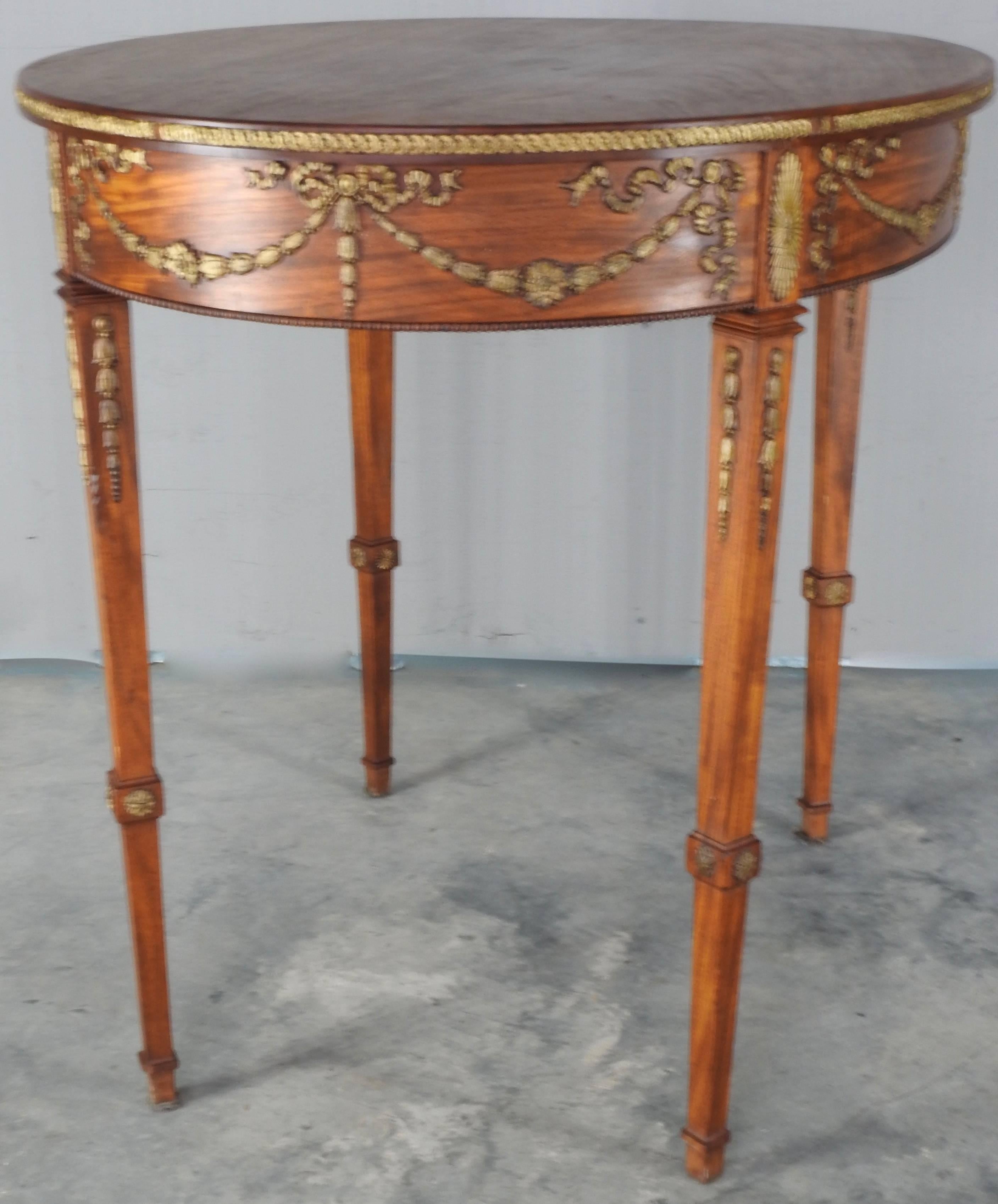 French Oval Table with Hand Carved Ormolu For Sale 2
