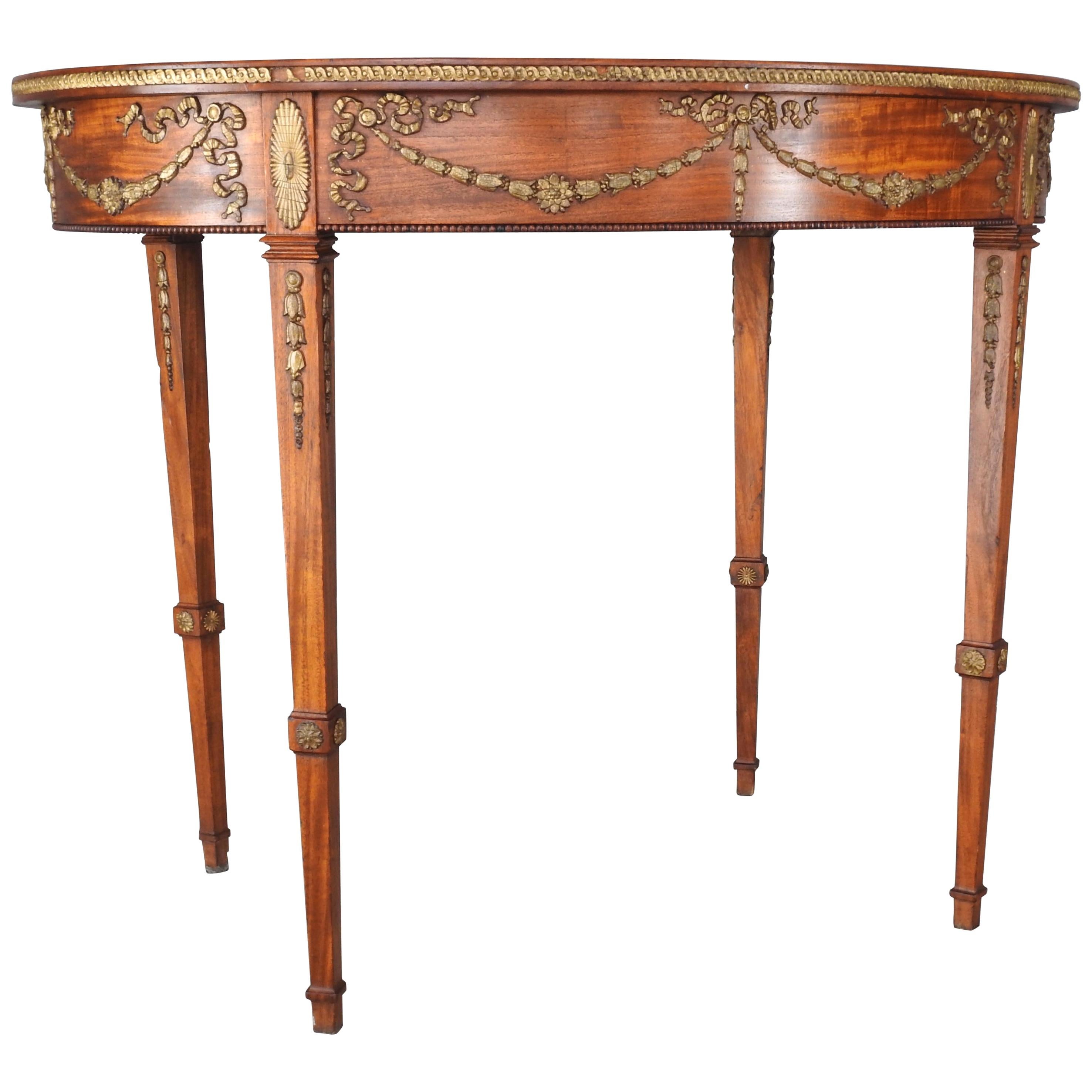 French Oval Table with Hand Carved Ormolu For Sale