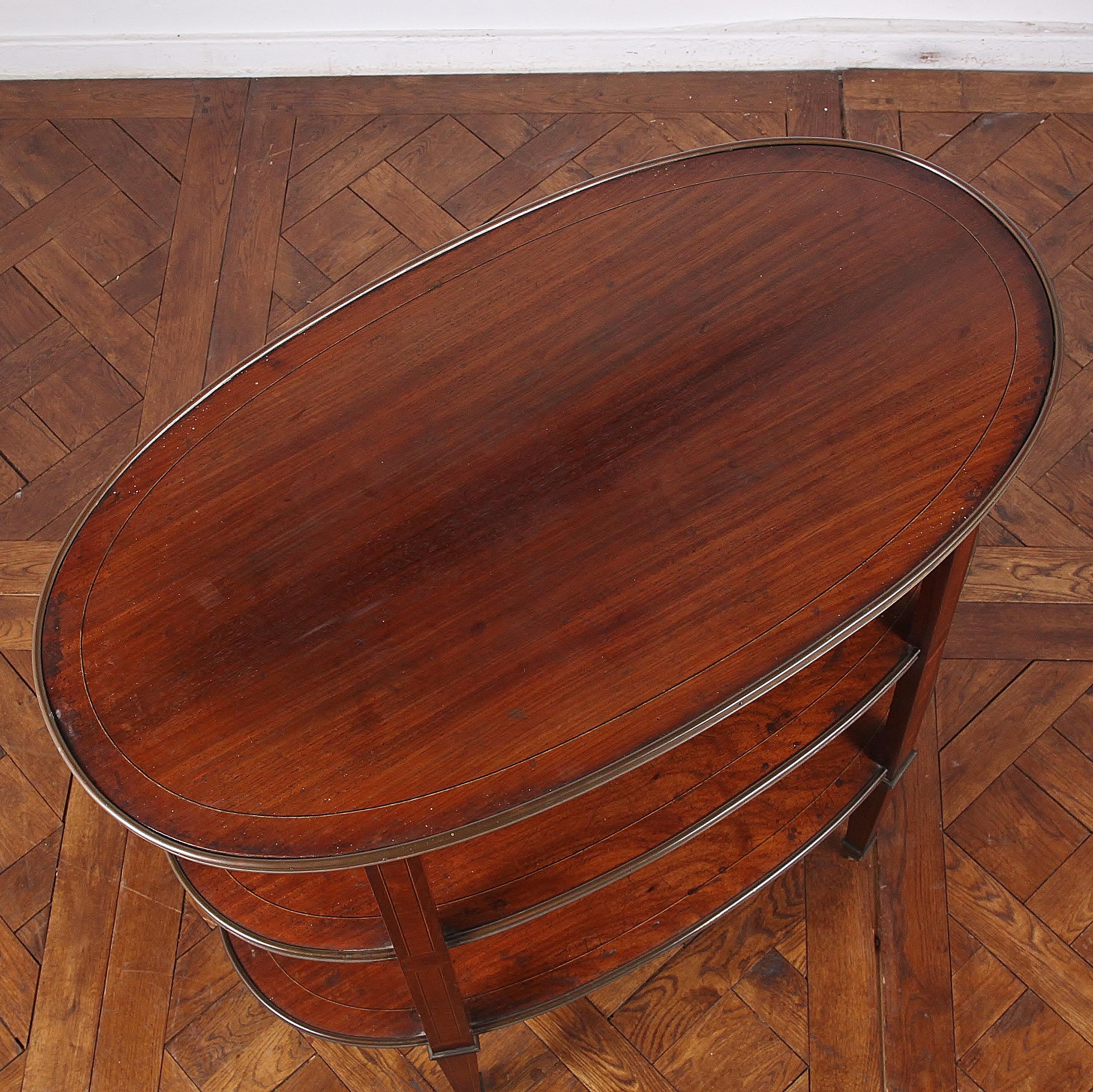Mahogany French Oval Three-Tier Trolley or Server