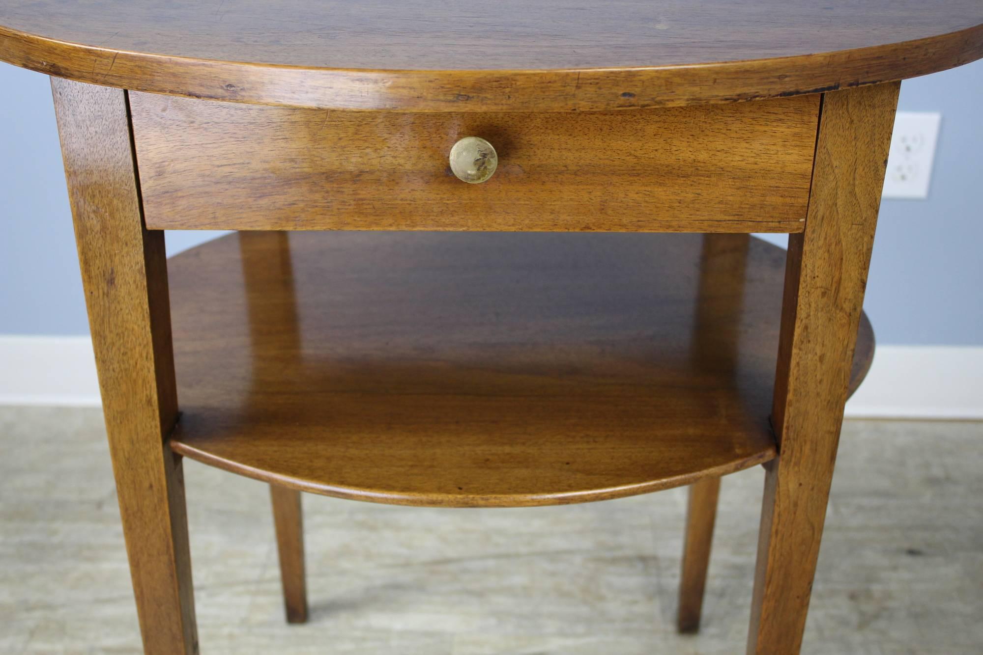 French Oval Walnut Side Table 1