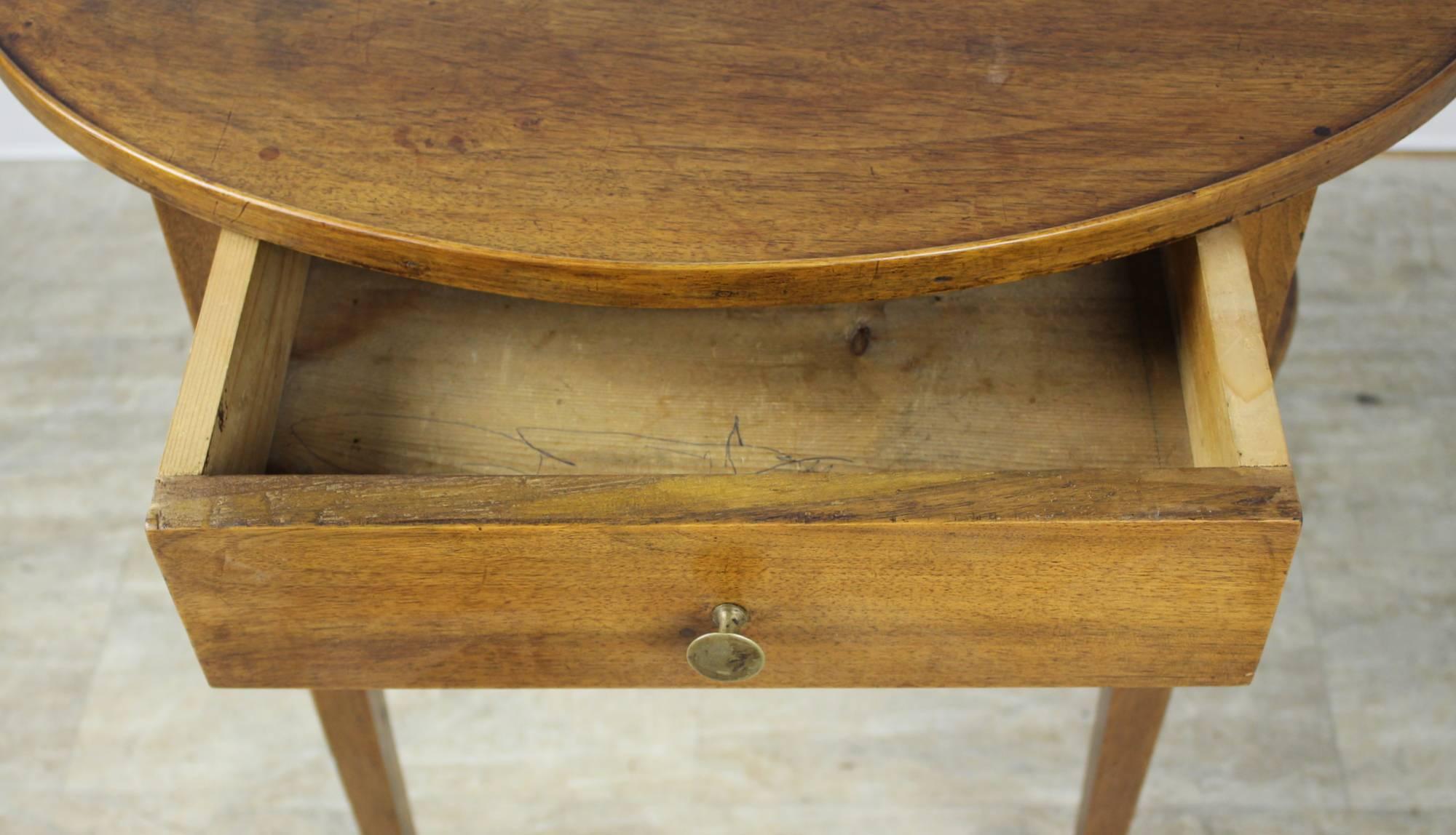 French Oval Walnut Side Table 2