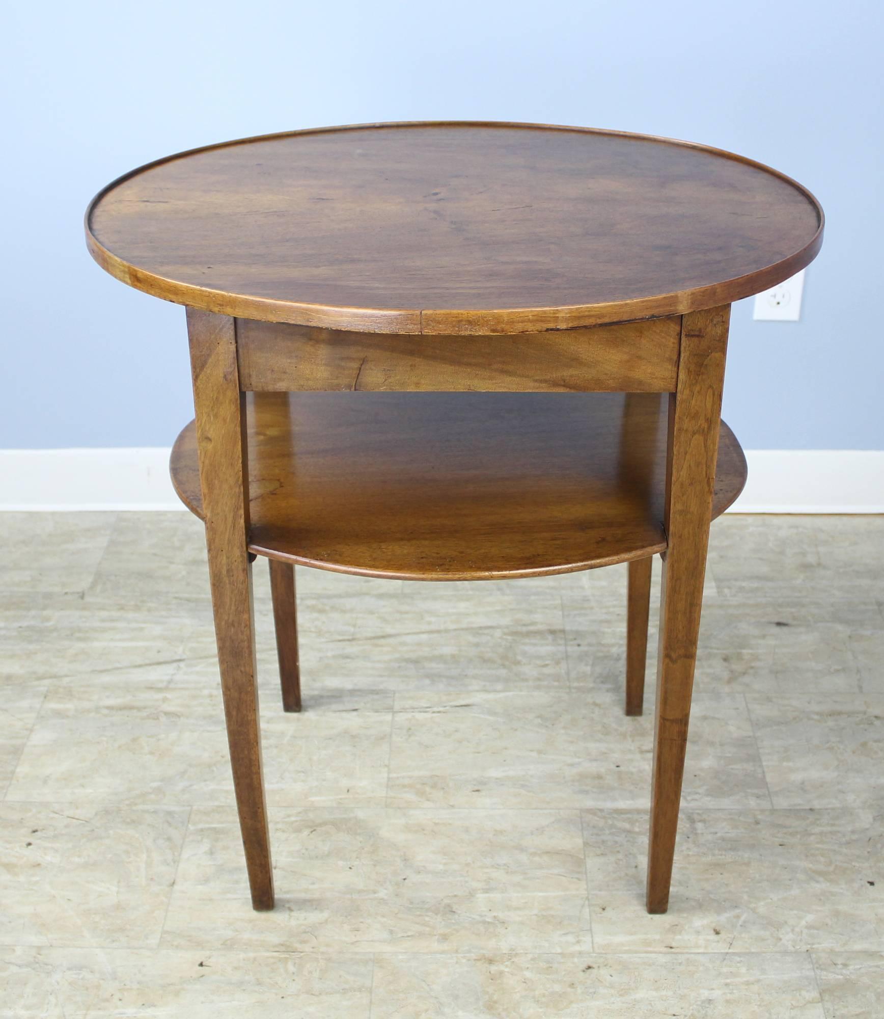 French Oval Walnut Side Table 3