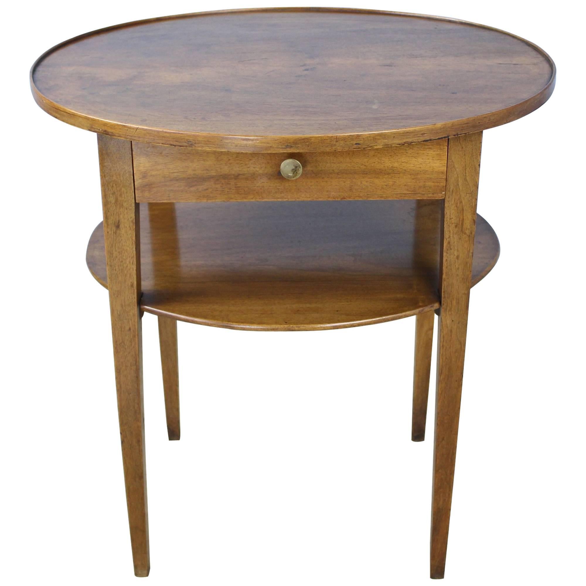 French Oval Walnut Side Table