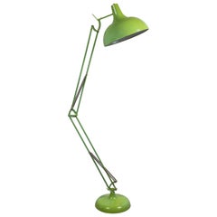 French Oversized Articulating Green Painted Floor Lamp