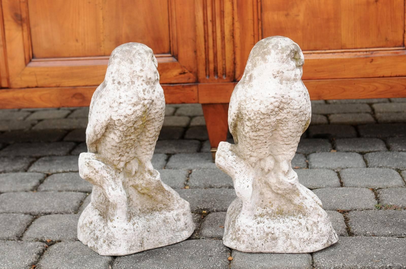 20th Century French Owl Composition Sculpture, circa 1950 with Weathered Appearance