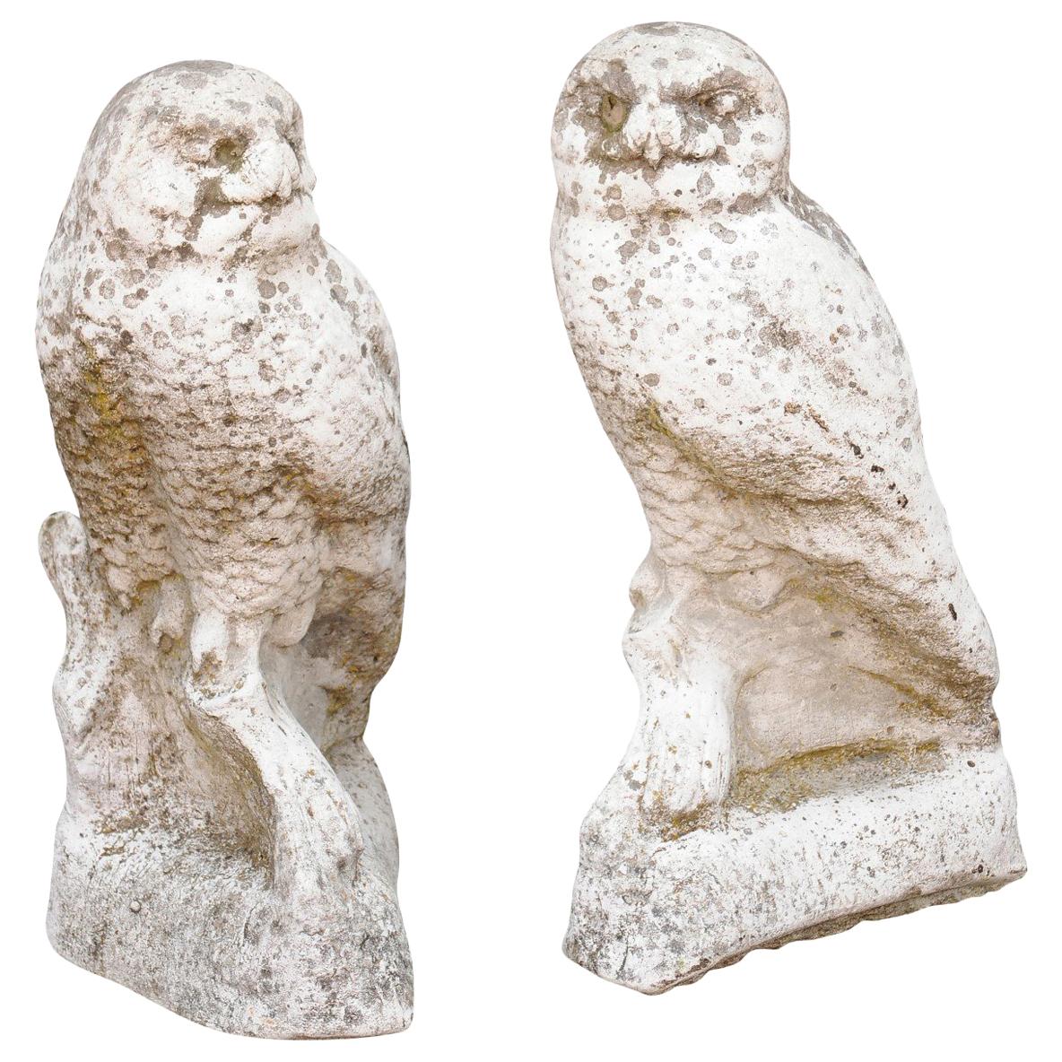 French Owl Composition Sculpture, circa 1950 with Weathered Appearance