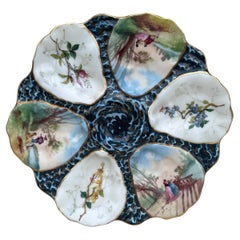 French Oyster Plate Porcelain Flowers Limoges