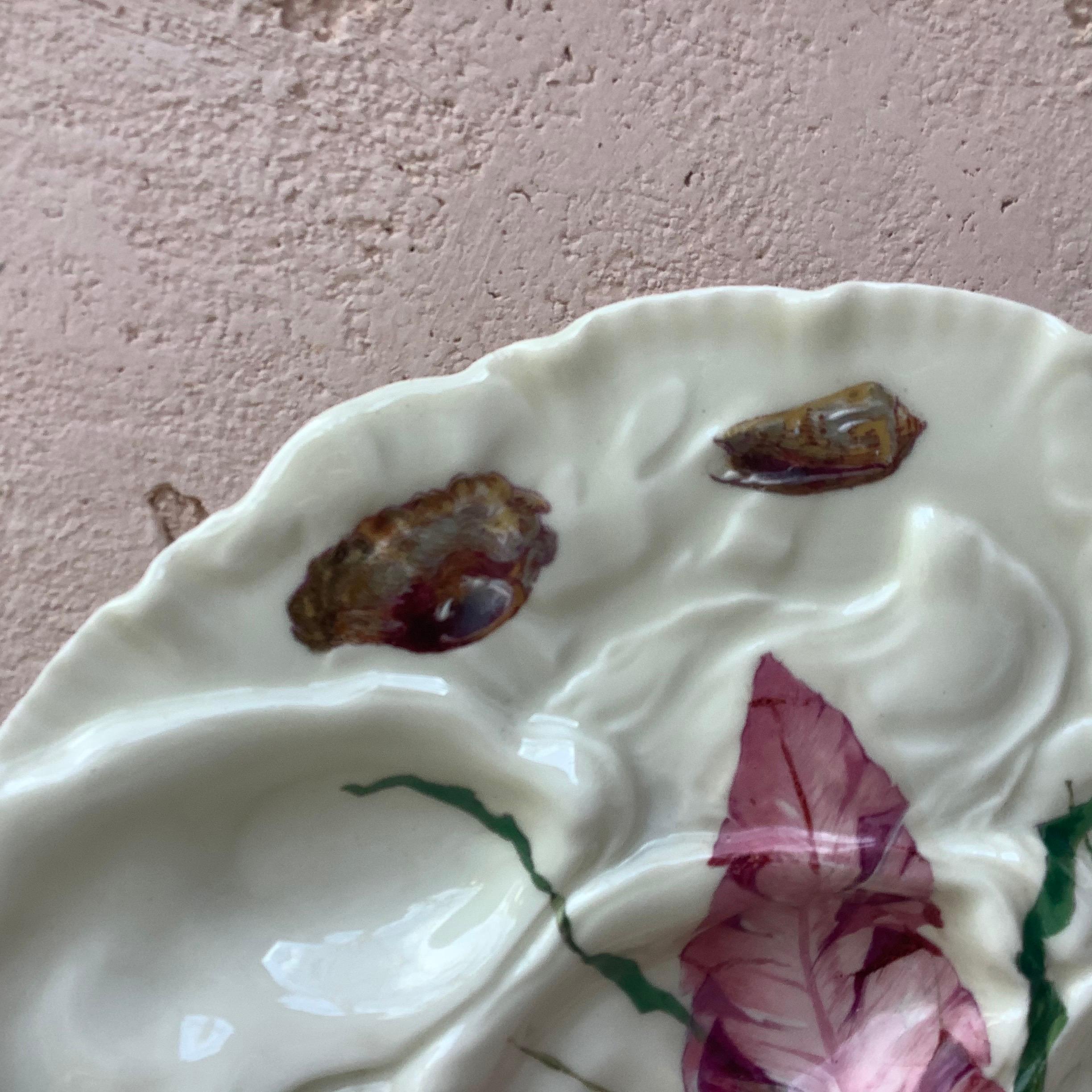 French Oyster Plate Porcelain Sealife Haviland Limoges In Good Condition In Austin, TX