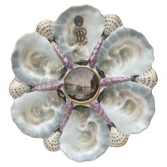 French Oyster Plate Porcelain With Boat Limoges