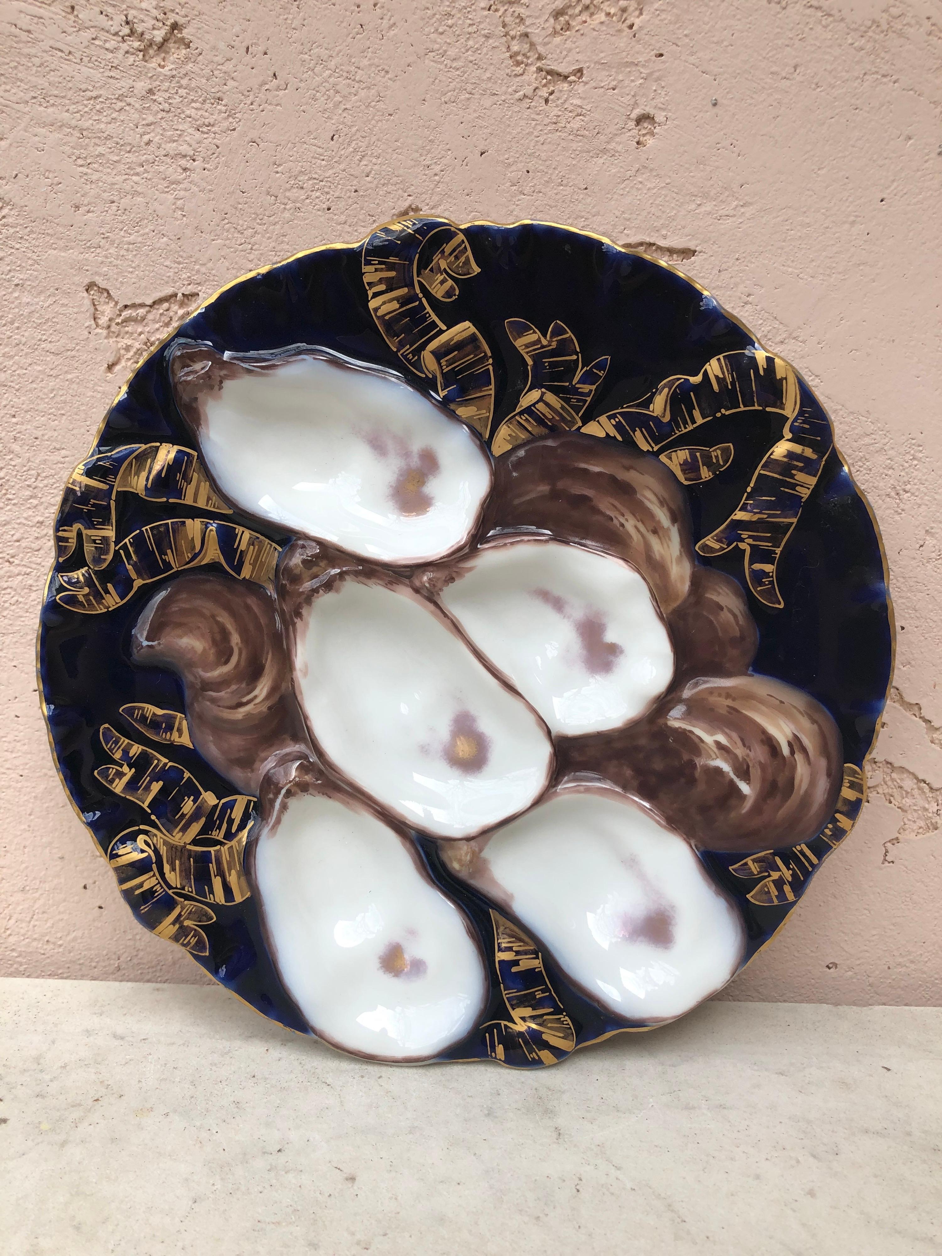 French Oyster Plate Porcelain with Turkey Pattern Haviland Limoges 4
