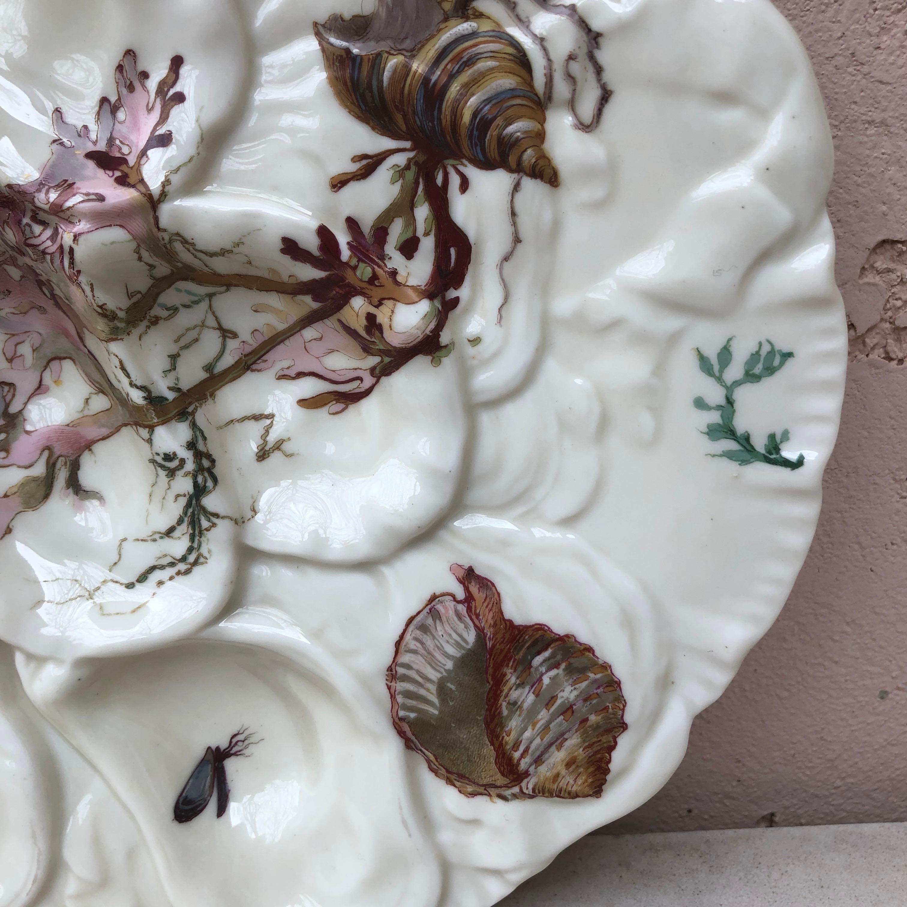 French Oyster Plate Porcelain with Turkey Pattern Haviland Limoges In Good Condition In Austin, TX