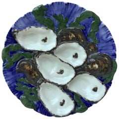 Antique French Oyster Plate Porcelain with Turkey Pattern Haviland Limoges