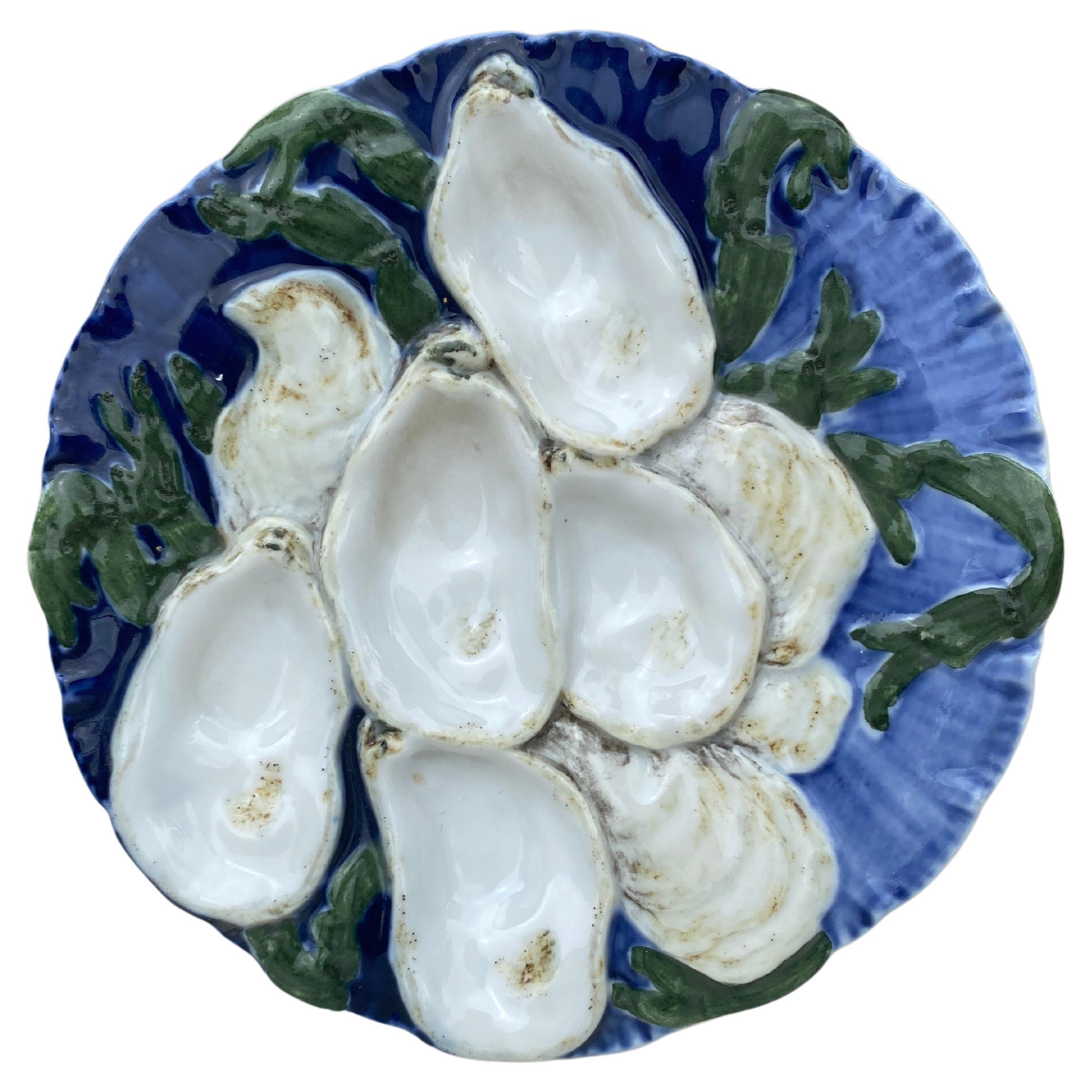 French Oyster Plate Porcelain with Turkey Pattern Haviland Limoges For Sale